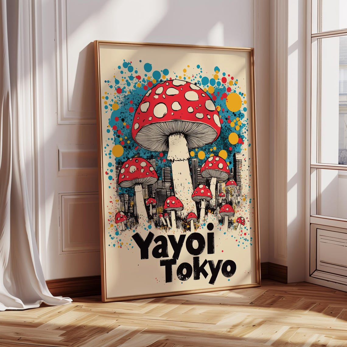 Japanese Anime Poster For Kids Room Wall Art Bold Colorful Wall Art For Children Room Print Japan Poster Retro Poster Mushroom Yayoi Art