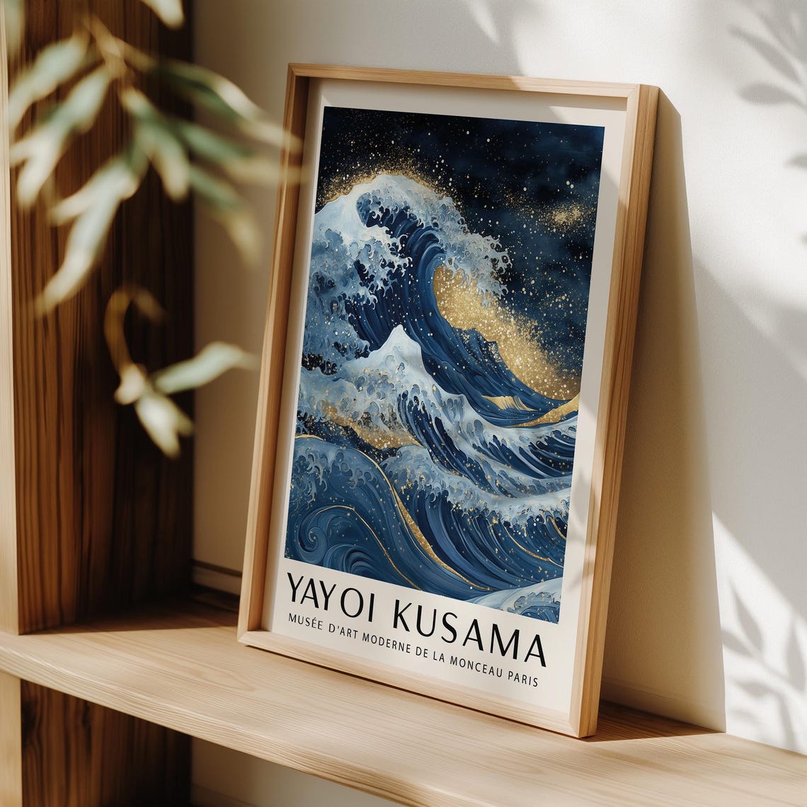 Yayoi Kusama Great Wave Blue Gold Ocean Exhibition Art Poster - Image 3