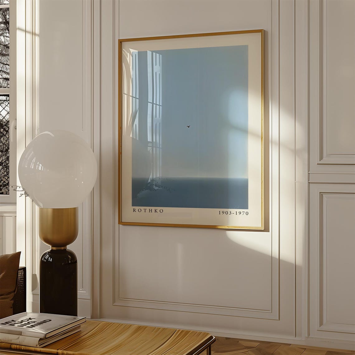 Blue Wall Art Rothko Inspired Horizon Print With Bird And Sky Minimalist Ocean Scene In Soft Cool Tones Modern Interiors Laboo Studio - Image 2