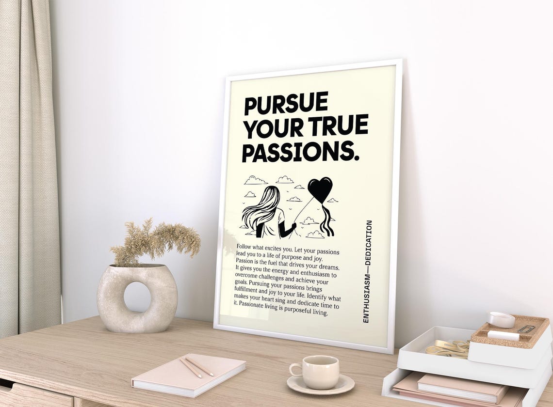 Pursue Your True Passions Motivational Heart Balloon Quote Poster - Image 4