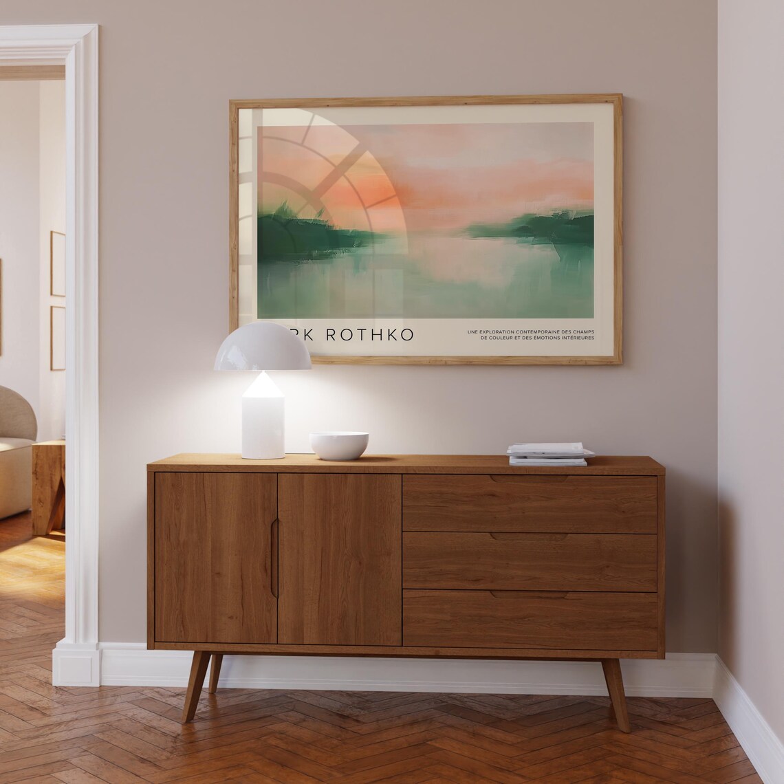 Mark Rothko Soft Pastel Pink and Green Abstract Nature Poster - Image 2