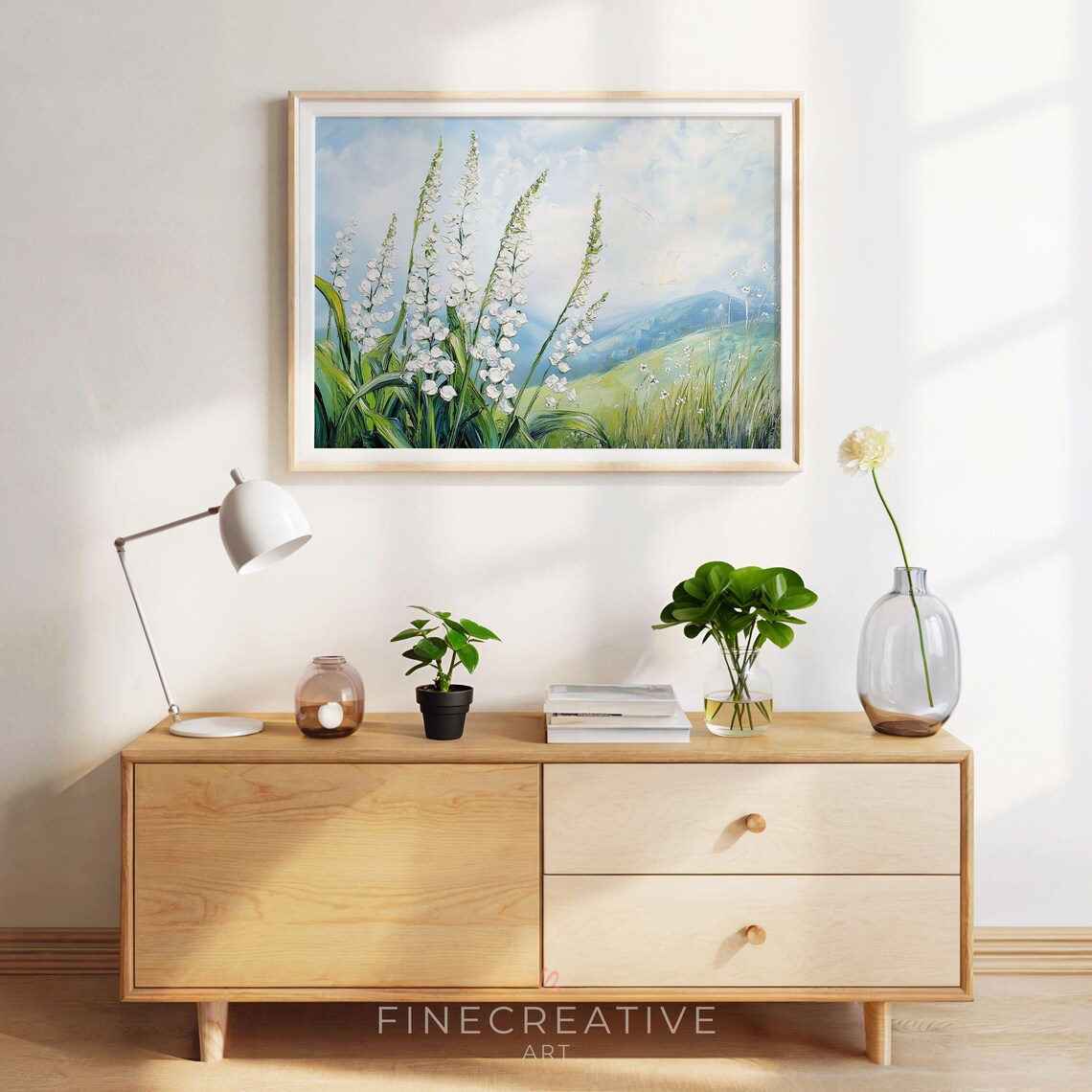 Lily Of The Valley Wall Art Floral Painting Wall Art Farmhouse Landscape Art Countryside Print G54 - Image 2