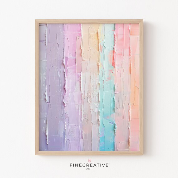 Textured Stripes Print Pastel Colored Painting Wall Art Abstract Modern Art Textured Wall Art Instant A15