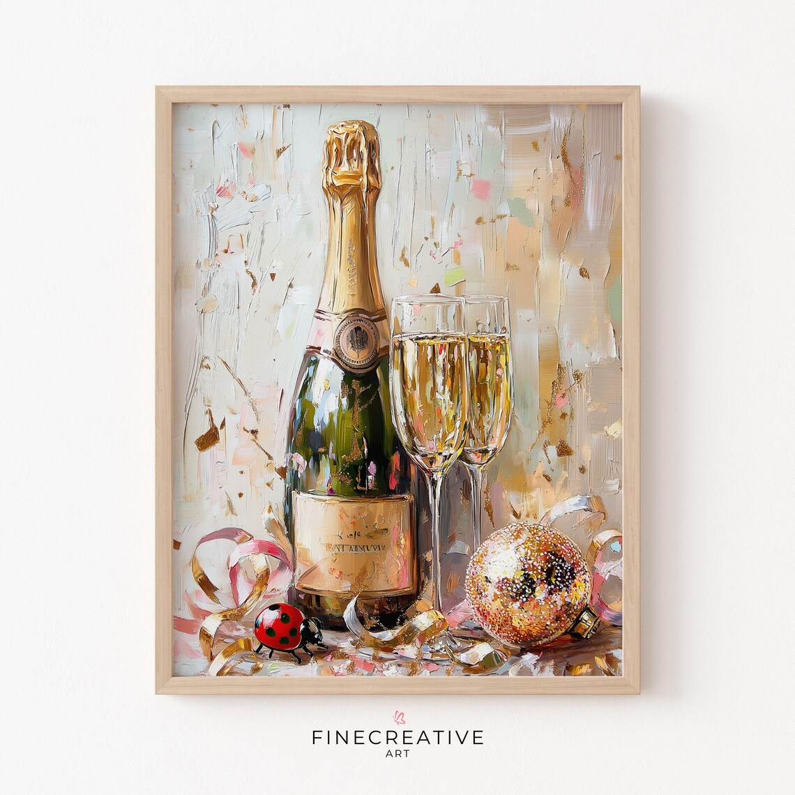 New Year’s Eve Still Life Art Print, Party Painting
