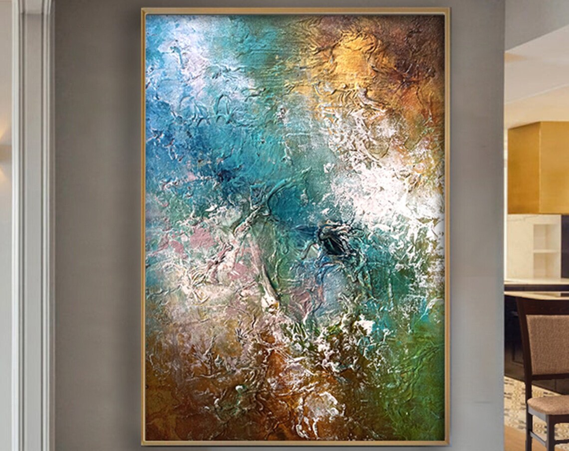 Colourful Abstract Oil Painting Art Print, Modern