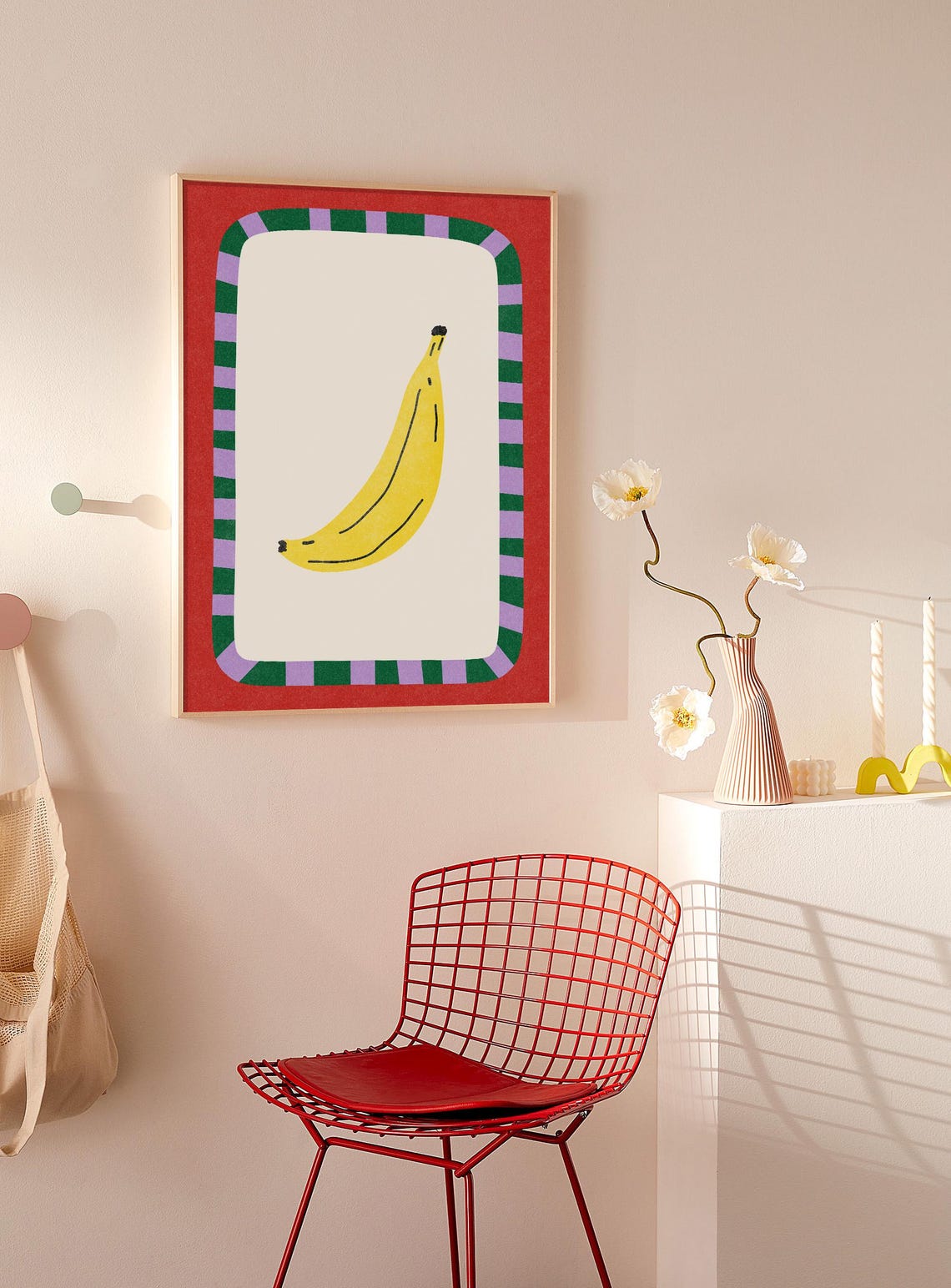 Colorful Yellow Banana Retro Fruit Illustration Kitchen Poster - Image 4