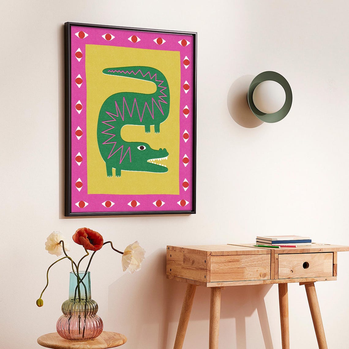 Colorful Crocodile Quirky Folk Art Playful Jungle Animal Print - Image 2