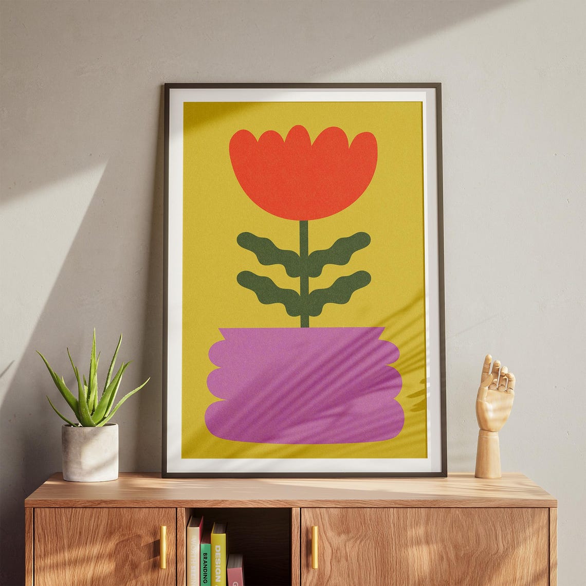 Bold Red Flower In Purple Vase Pop Art Botanical Modern Poster - Image 3
