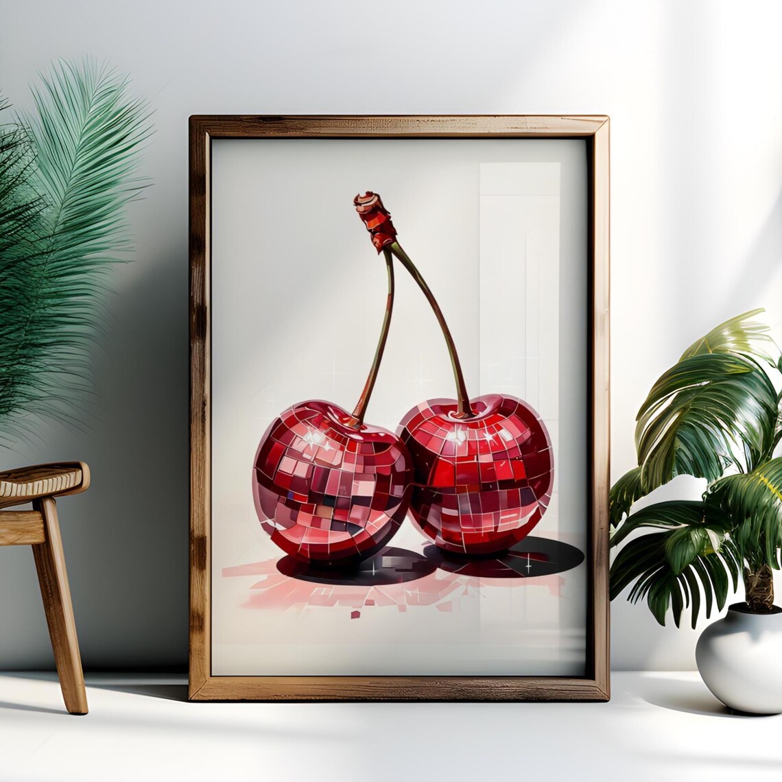 Cherry Disco Ball Print, Retro Kitchen Poster - Image 2