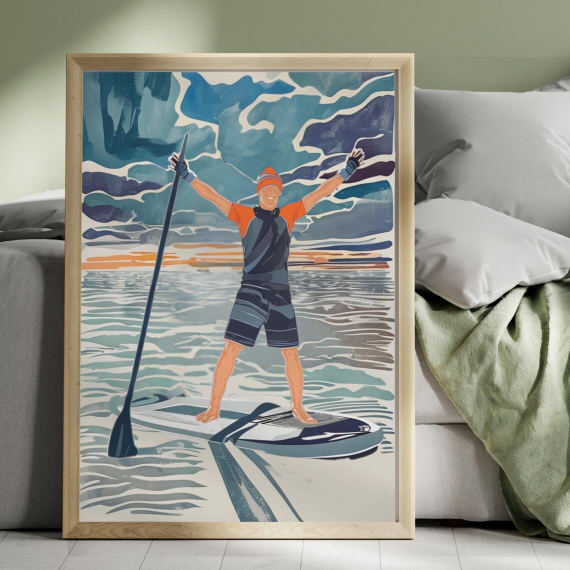 Paddleboard Art Print, Extreme Sports Gift - Image 4