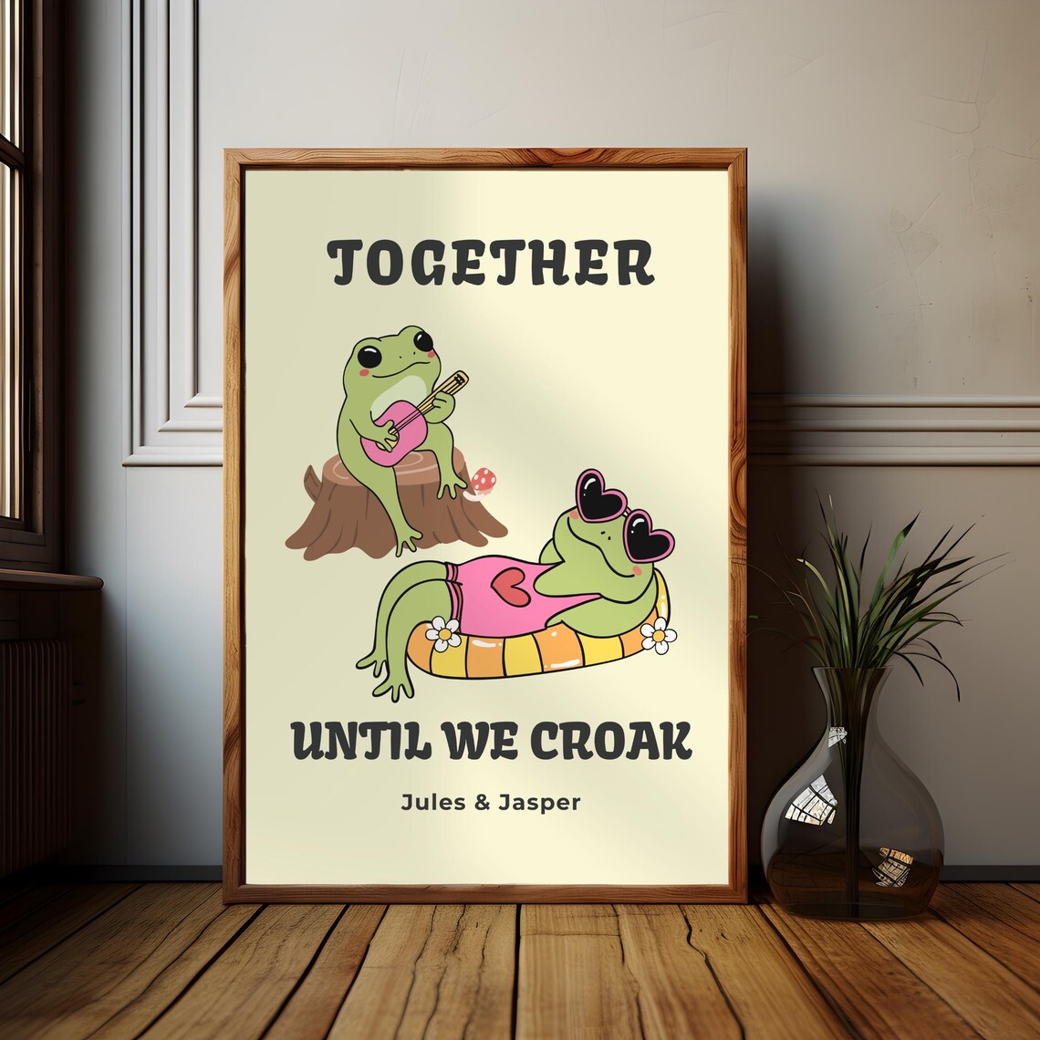 Cute Frog Couple Retro Love Poster, Wedding Gift - Image 2