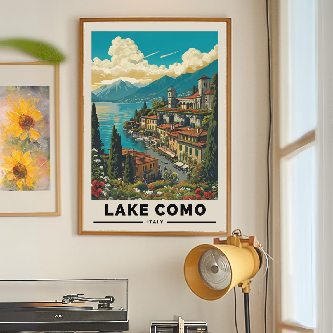 Lake Como Travel Print Mediterranean Italy Travel Poster Italian Wall Art Retro Style Wall Decor Art Prints Lake Como Travel Art Print