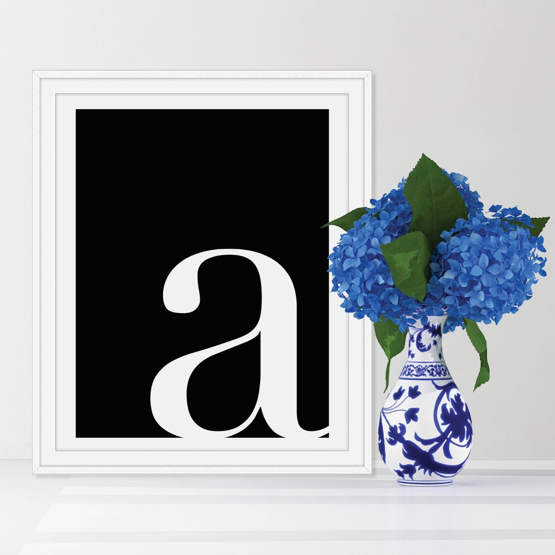 Lowercase A Serif Monogram Letter Black and White Minimalist Poster - Image 4