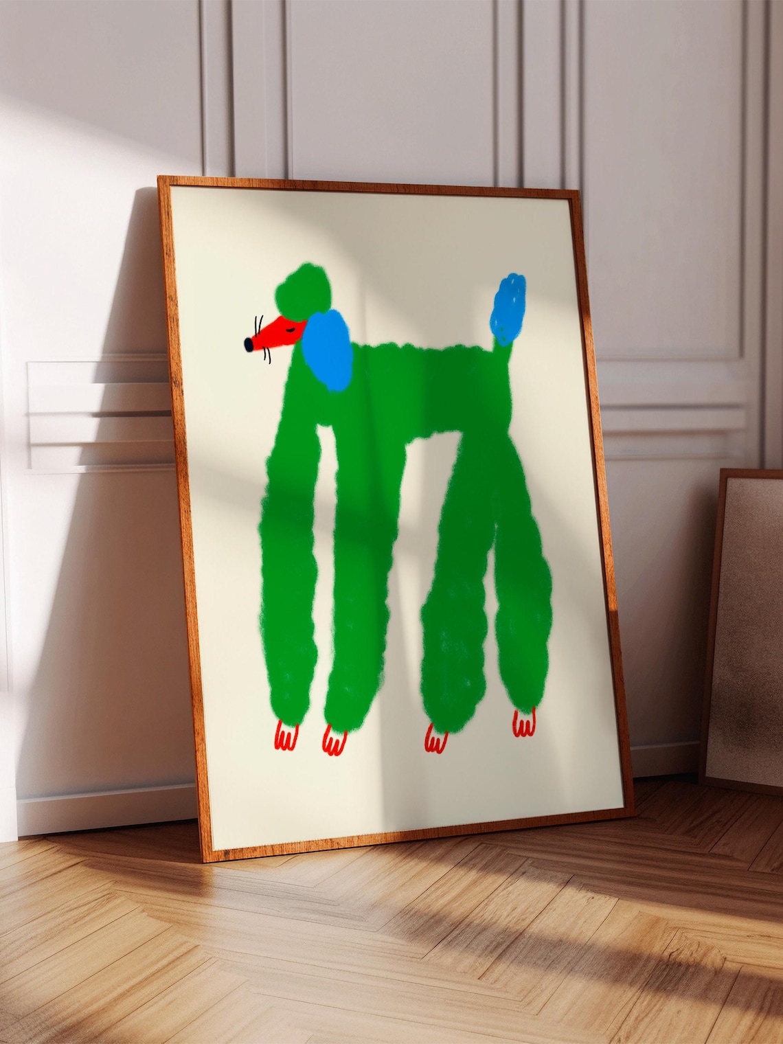 Green Poodle Art Print, Dog Lover Home Decor