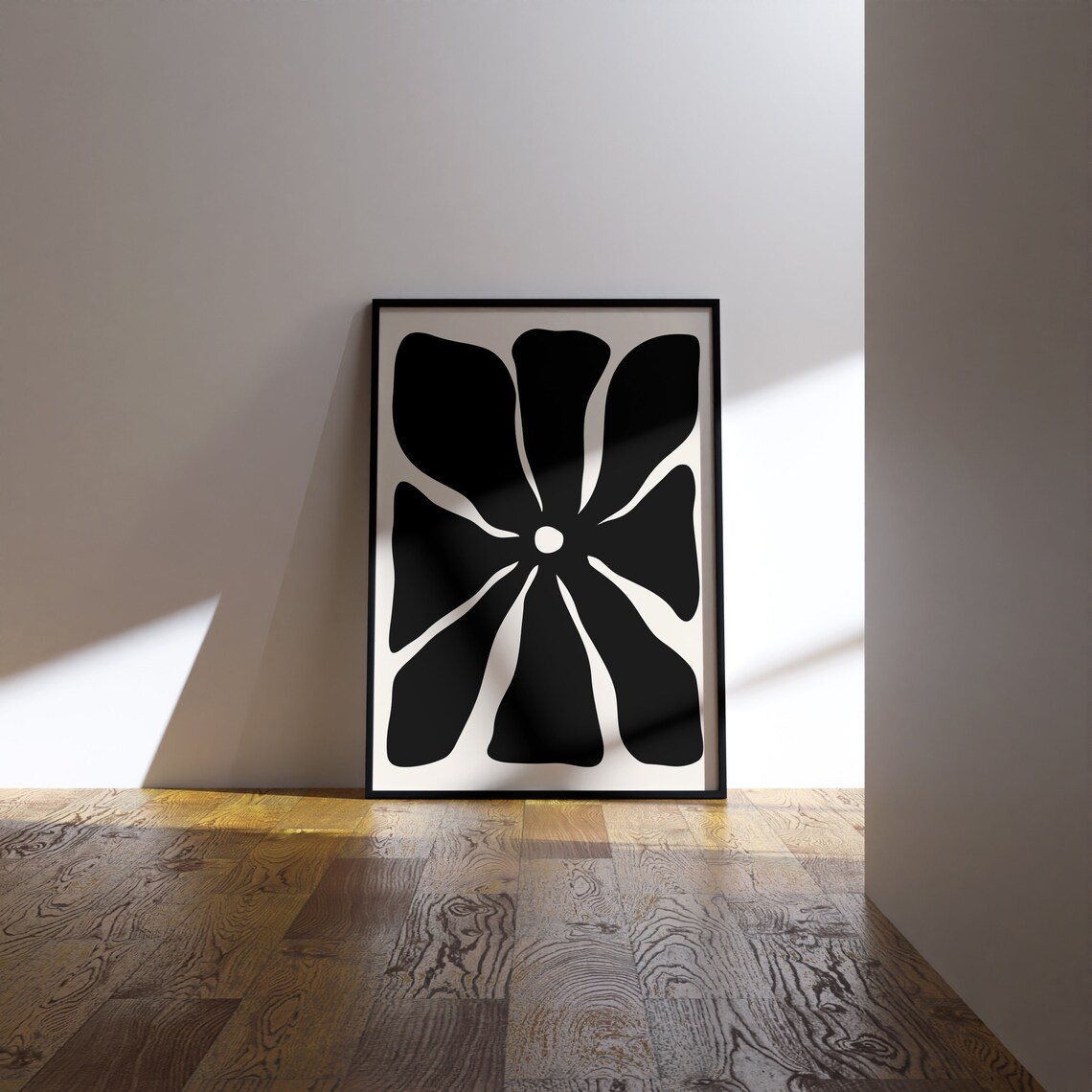 Bold Black Abstract Flower Bloom Minimalist Wall Decor Poster - Image 3