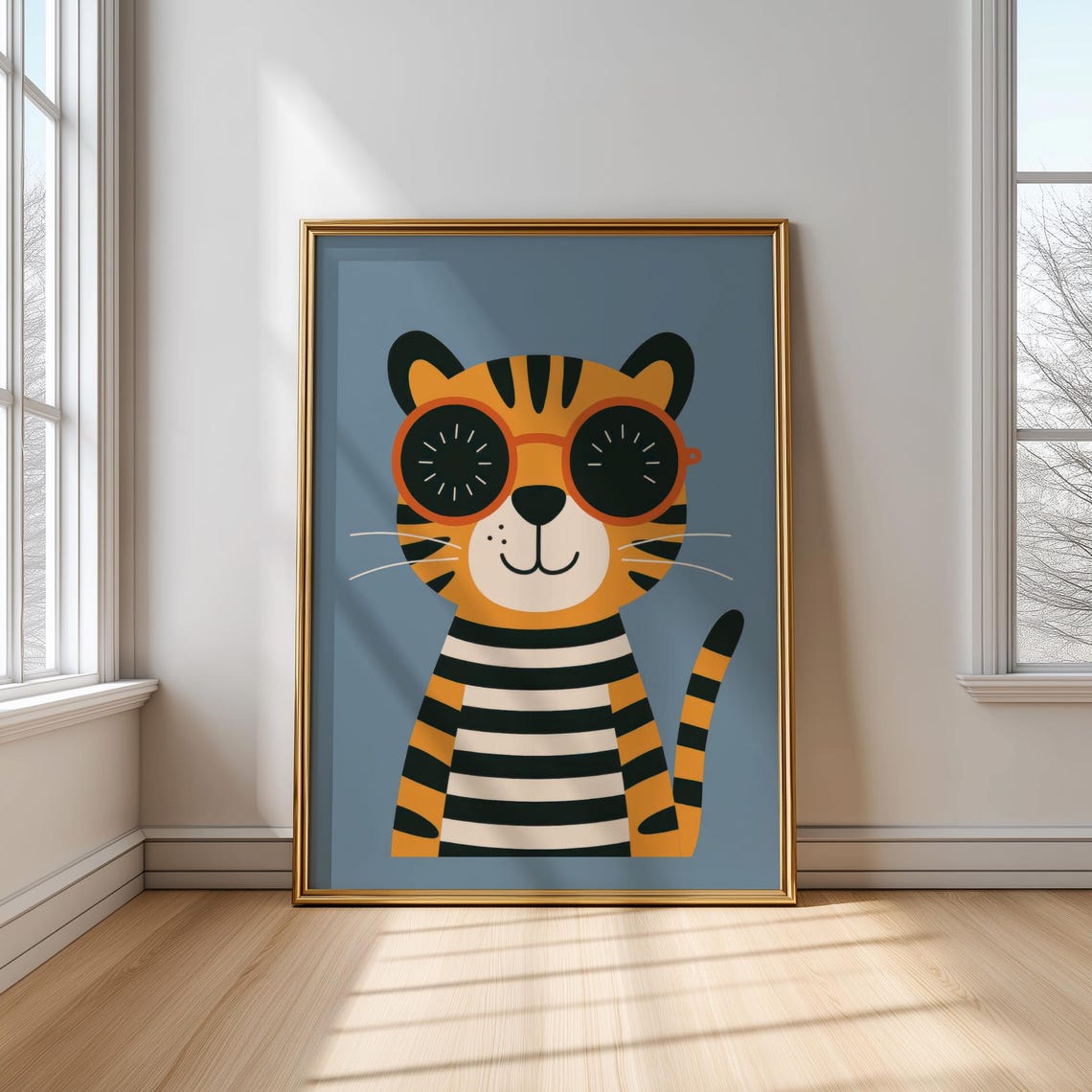 Tiger With Cool Sunglasses Quirky Kids Nursery Jungle Animal Poster