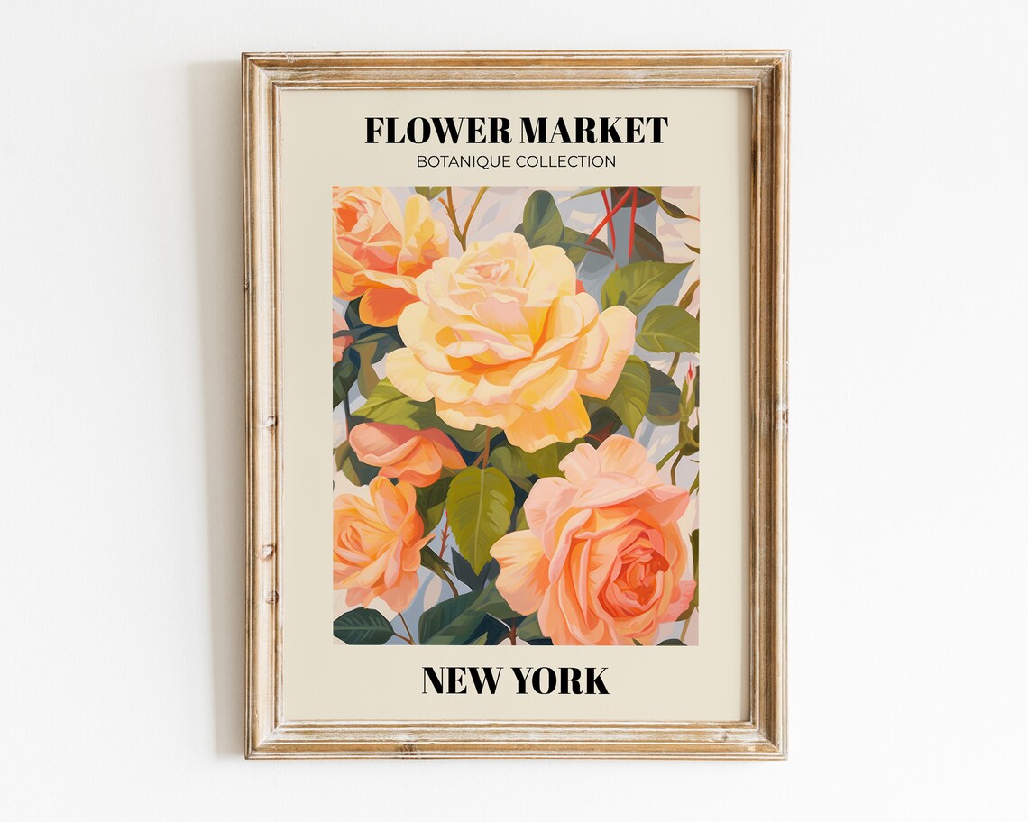 Flower Market New York Peach Roses Botanique Collection Art Poster - Image 2
