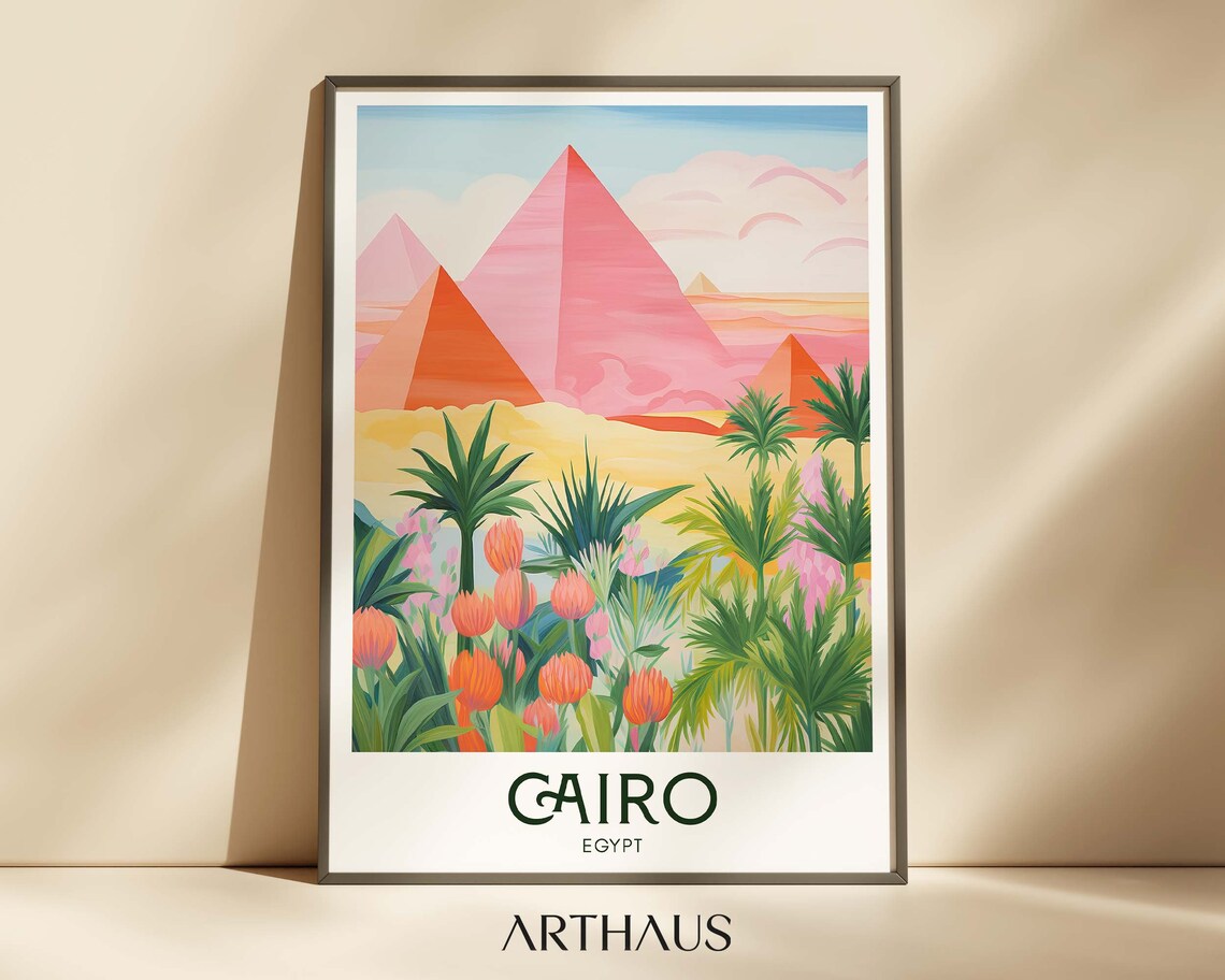 Egypt Pyramids Cairo Travel Poster, Home Decor