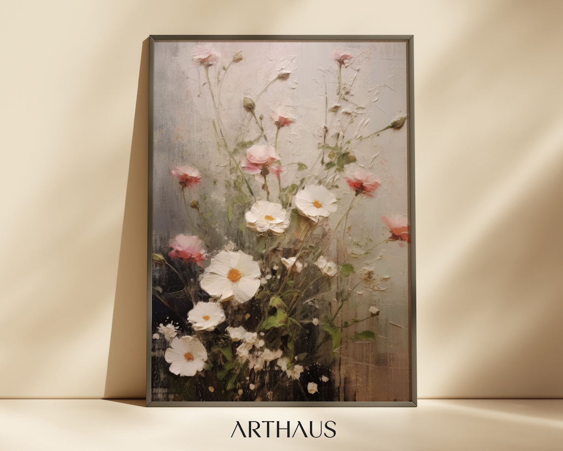 White Wildflowers In Soft Focus Vintage Style Field Art Print