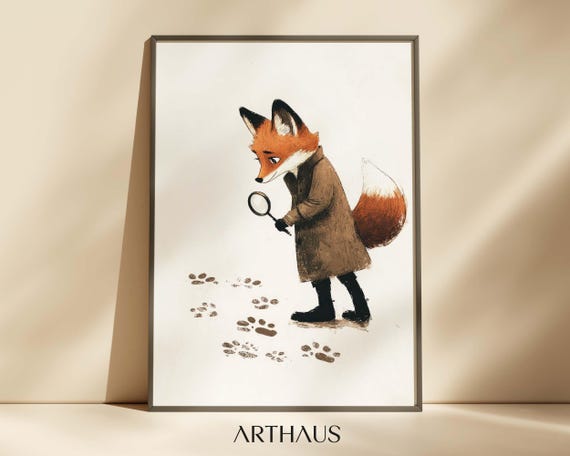 Nursery Fox Wall Art Kids Room Decor Cute Fox Fox Poster Woodland Nursery Print Forest Animal Playful Childrens Decor