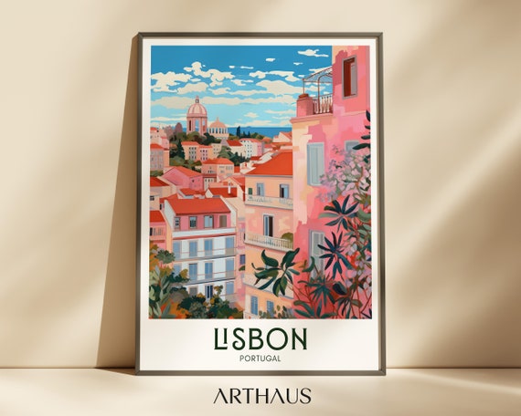 Portugal Travel Poster, Lisbon Vintage Maximalist Decor