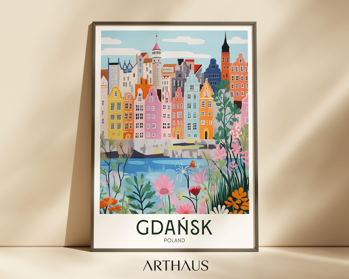 Gdansk Travel Poster, Retro City Art Print