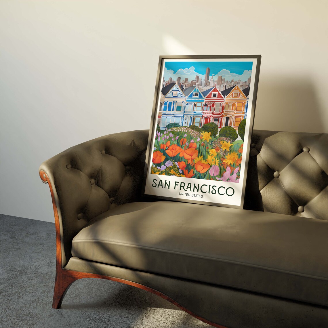 San Francisco Painted Ladies Wildflower Garden Travel Poster - Image 2