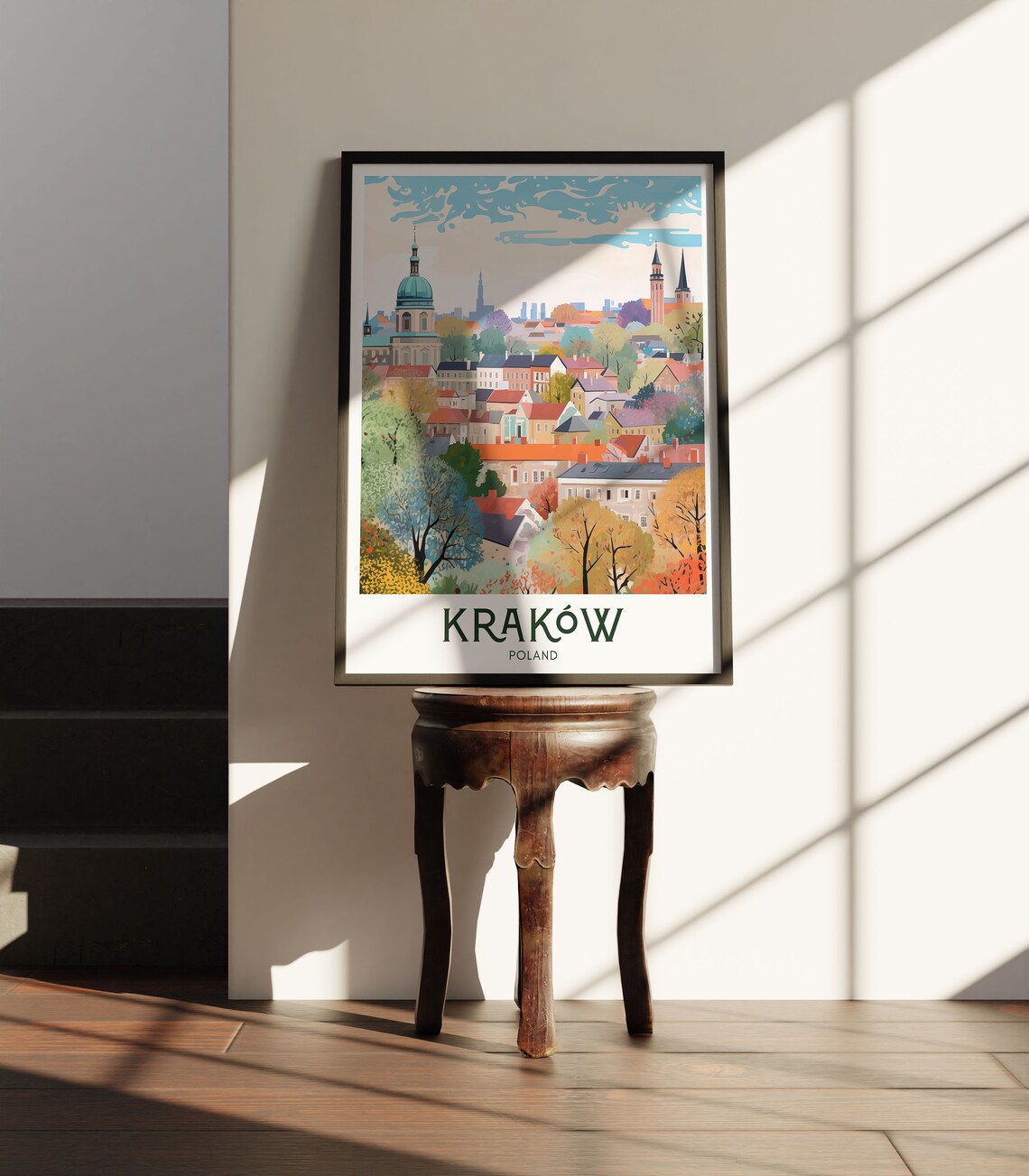 Krakow Poland Autumn Old Town Panorama Vintage Travel Poster - Image 3