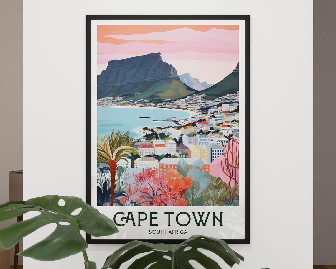 Cape Town South Africa Table Mountain Bay Retro Travel Poster - Image 2