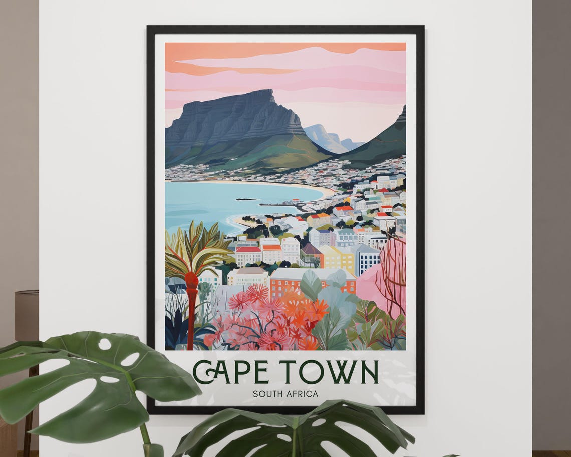 Cape Town Travel Poster South Africa Travel Gifts Vintage Travel Wall Decor Trendy City Painting - Image 2