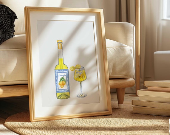 Limoncello Cocktail Print, Bar Cart Art