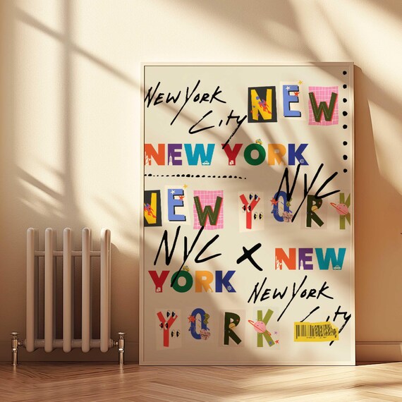 New York City Watercolor Art Print, Preppy Dorm Decor