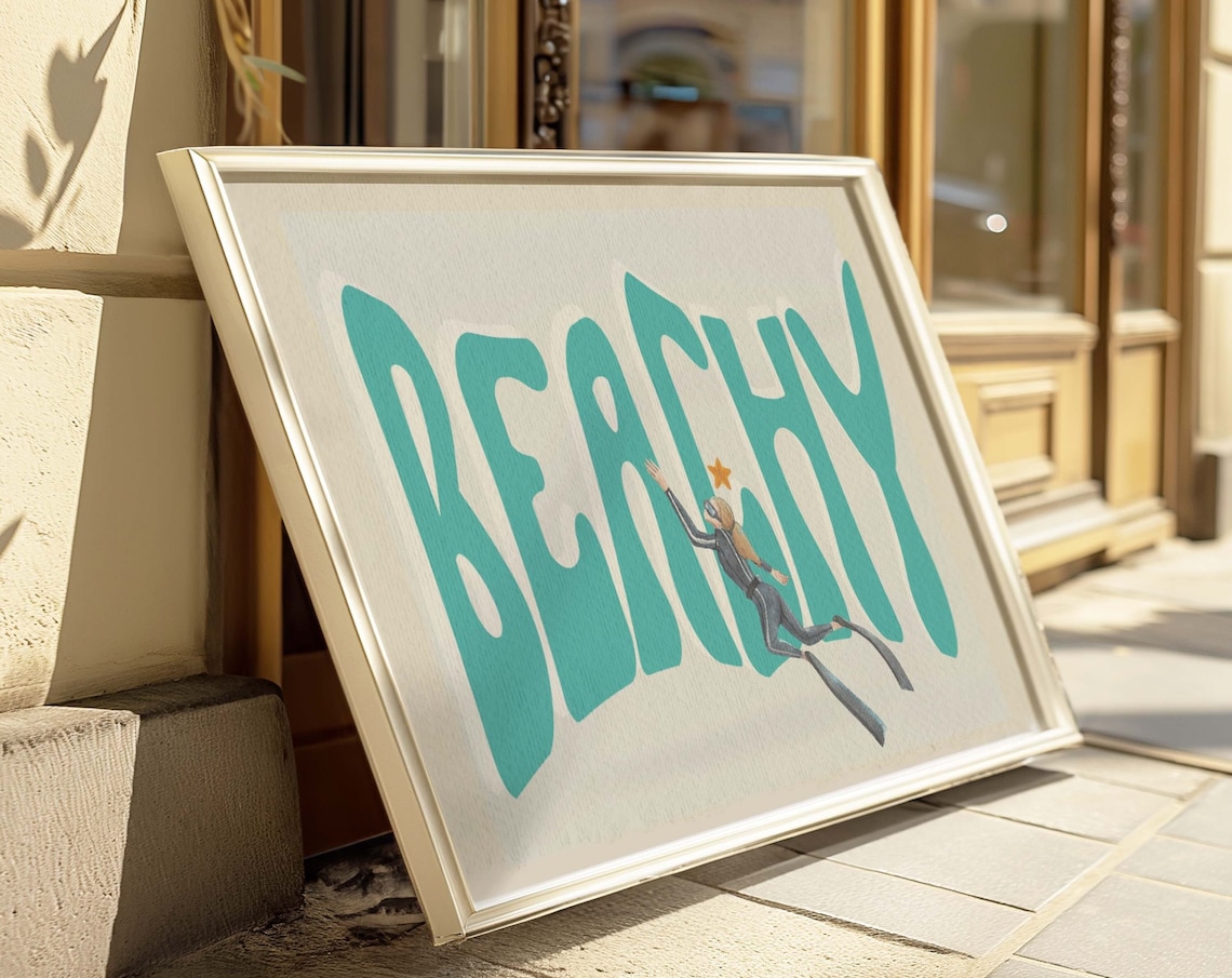 Coastal Cowgirl Beachy Retro Art Print