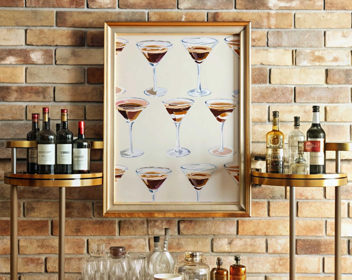 Espresso Martini Poster, Cocktail Bar Cart Accessories