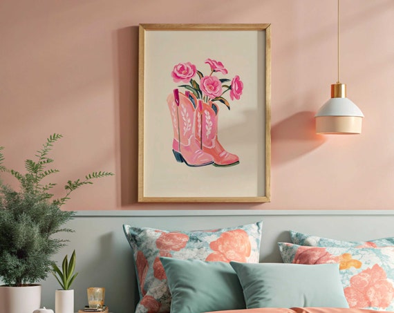Cowgirl Boots Poster, Trendy Western Decor