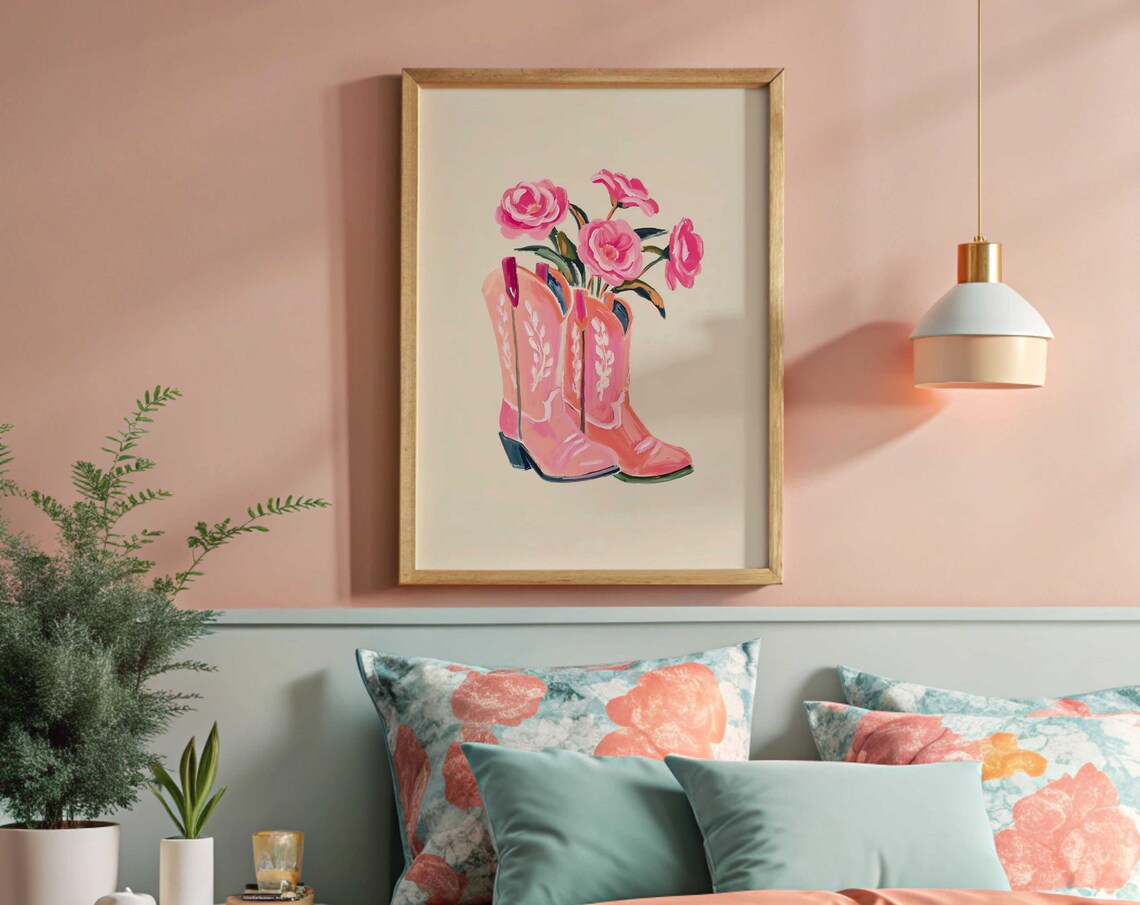 Cowgirl Boots Poster, Trendy Western Decor