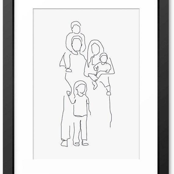 Family Print Family Illustration Family Drawing Family Line Art Line Art Print Line Drawing Mothers Day Print Family Portrait