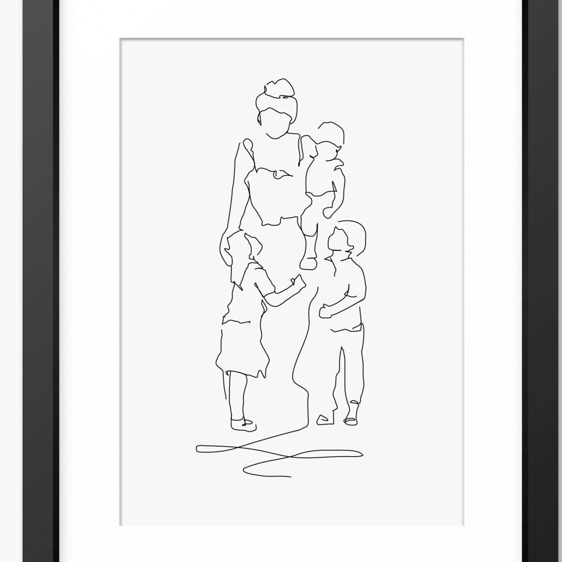 Mother And Children Line Art Print, Mothers Day Gift