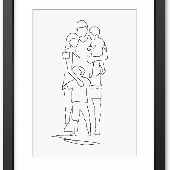 Family Line Art Family Drawing Family Print Gift For Her Gift For Mom Mum Love Print Special Gift Wall Art Line Art Line Drawing