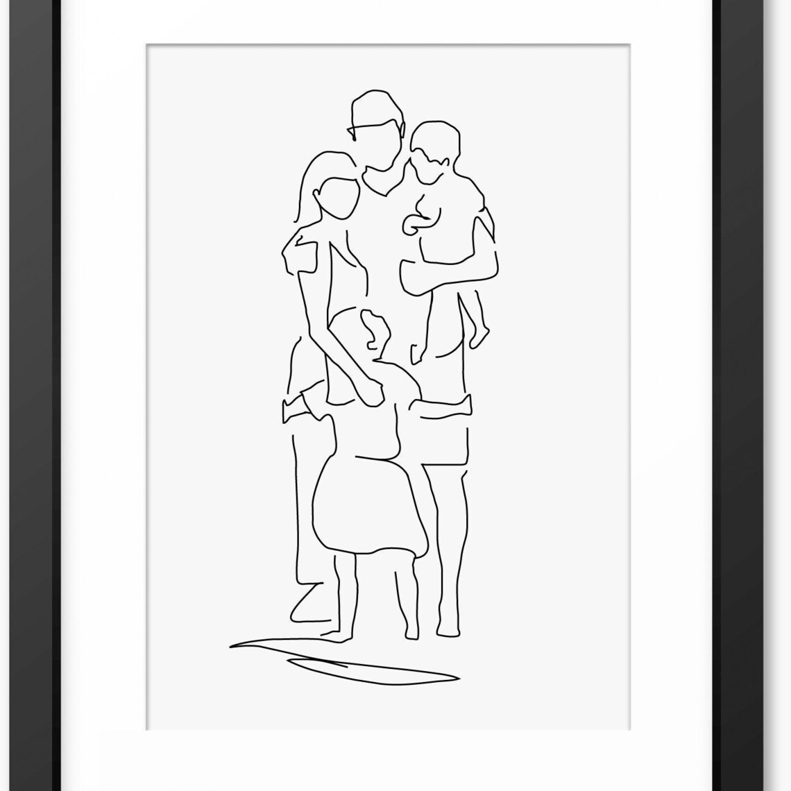 Family Line Art Portrait, Mother's Day Art Print