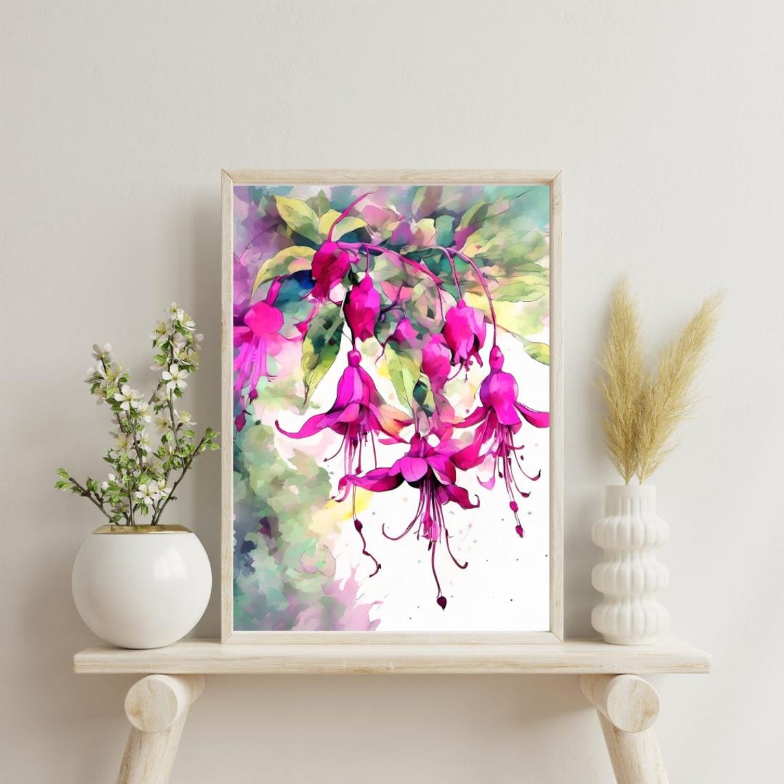 Magenta Fuchsia Flower Watercolor Floral Botanical Vibrant Art Print