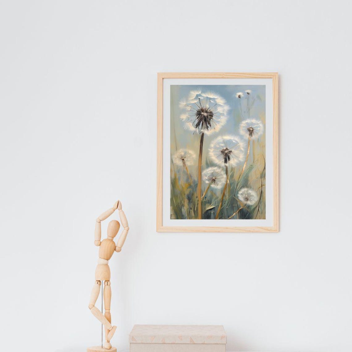 Dandelion Seed Heads Soft Pastel Meadow Impressionist Wall Art Print - Image 2