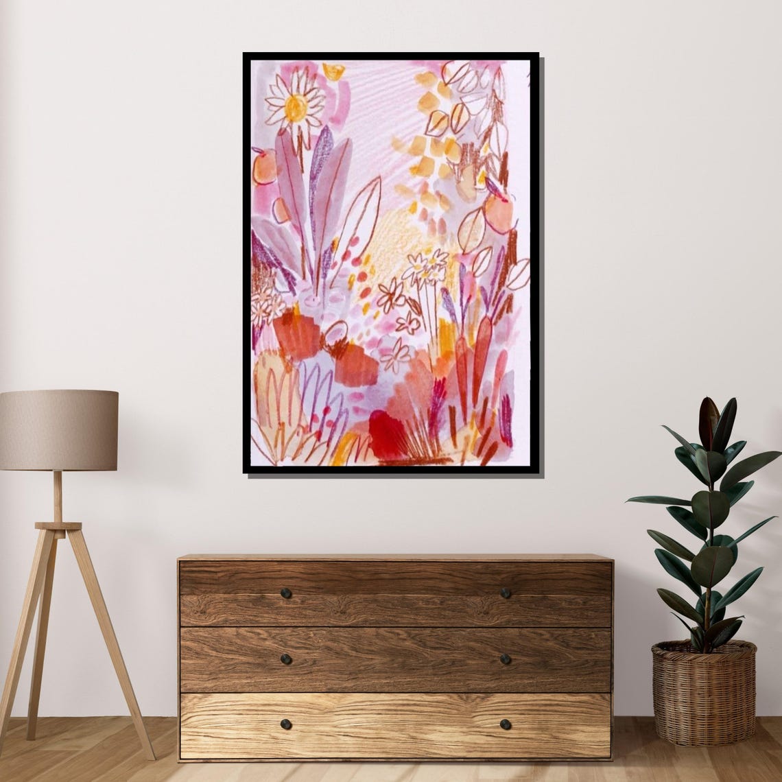 Pastel Floral Watercolor Spring Garden Soft Pink Botanical Art Print - Image 4