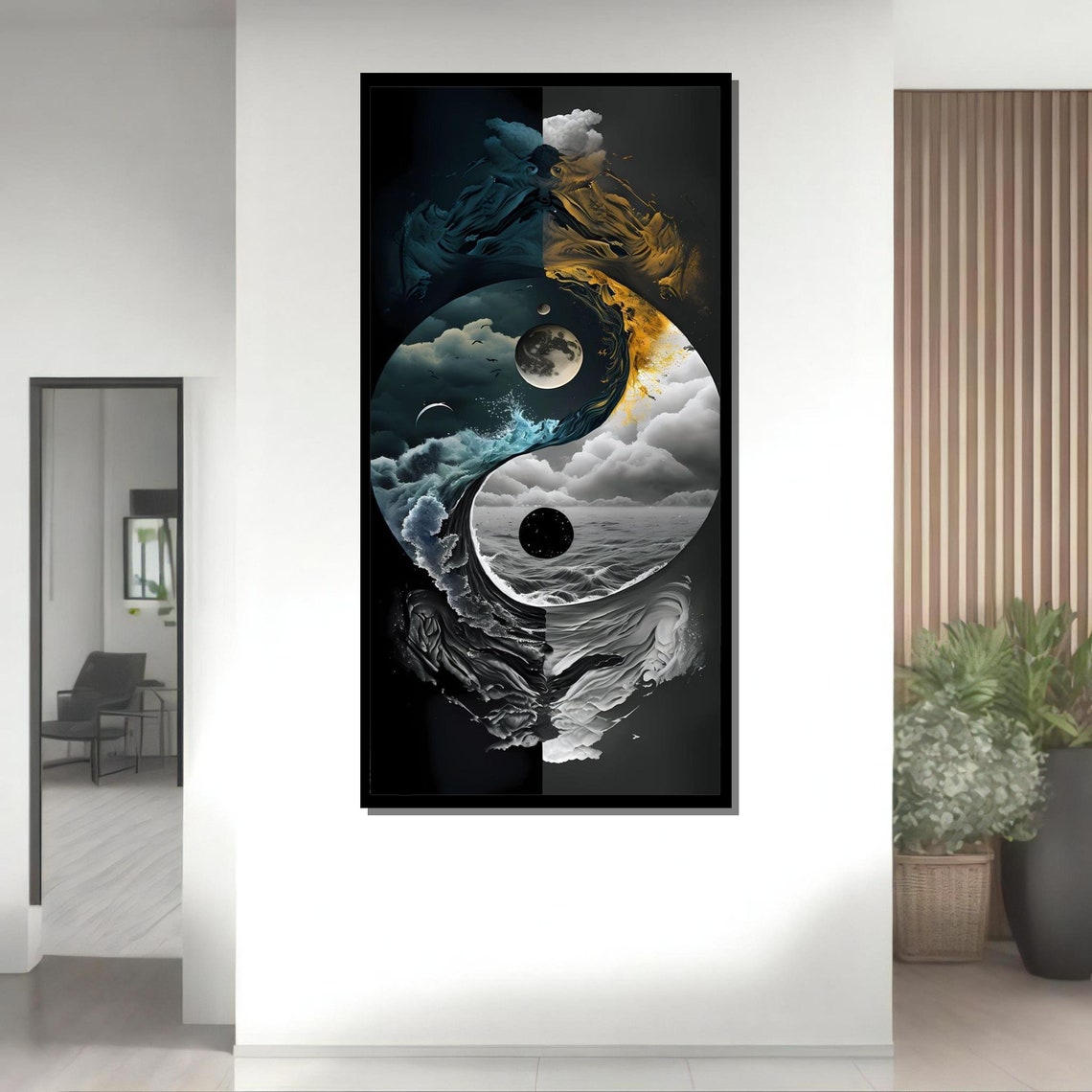 Yin Yang Cosmic Balance Ocean Moon Duality Art Print Wall Poster - Image 4