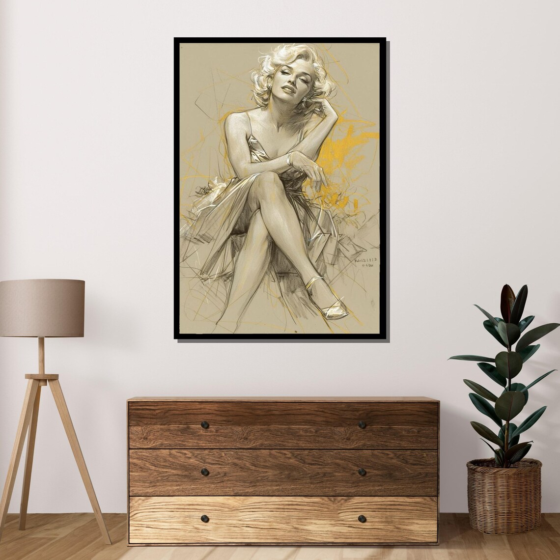 Classic Hollywood Glamour Blonde Beauty Sketch Portrait Elegant Wall Poster - Image 4