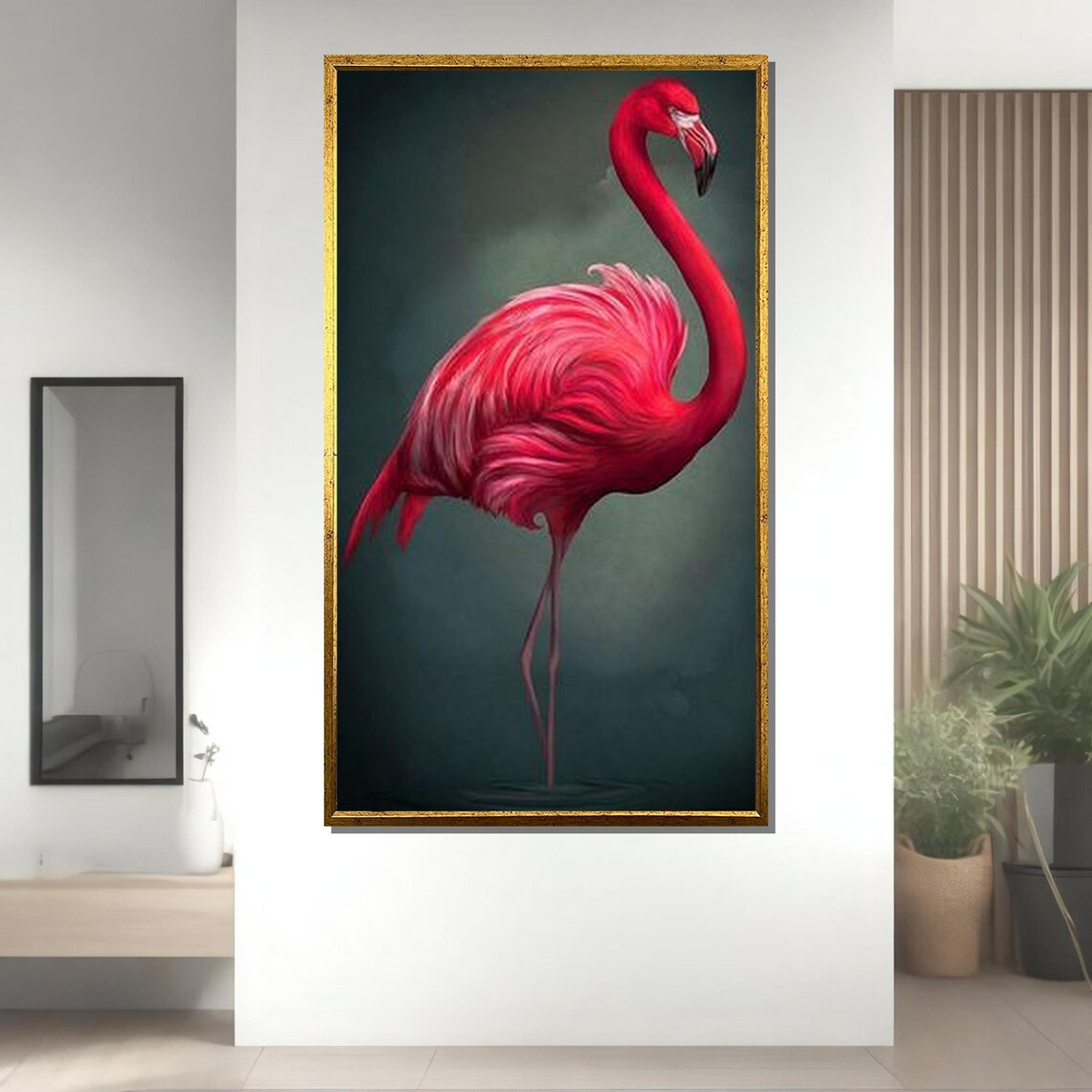 Elegant Pink Flamingo Standing Graceful Bird Vibrant Animal Art Poster - Image 4