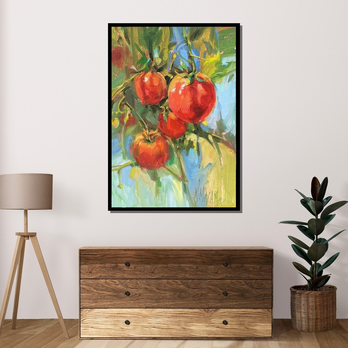 Vibrant Tomato Harvest Fresh Garden Painting Tomato Wall Art Colorful Kitchen Decor Ready To Hang - Image 4