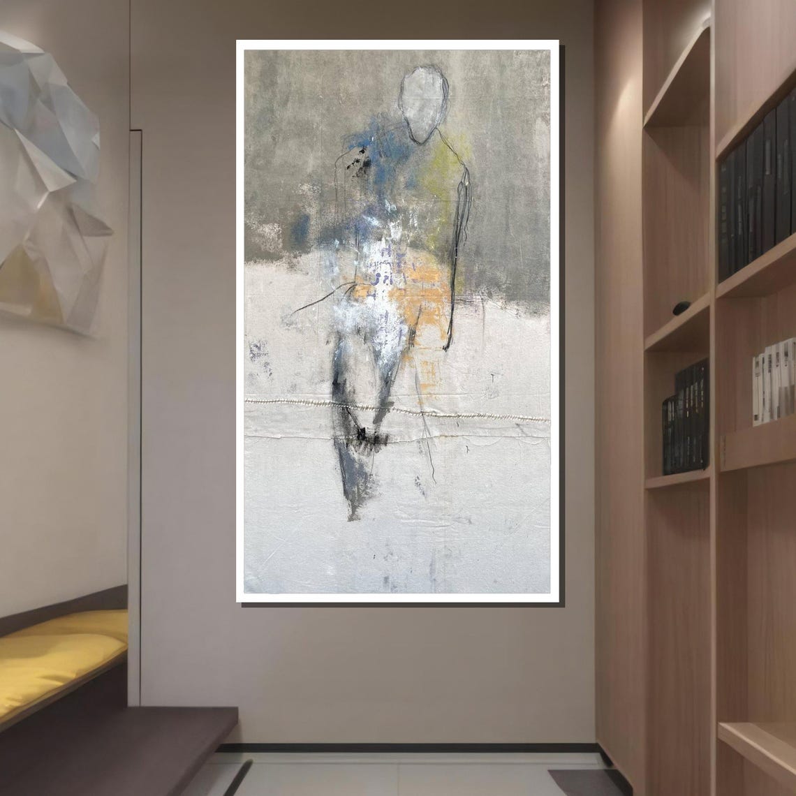 Abstract Standing Figure Sketch Minimalist Modern Neutral Art Poster - Image 2