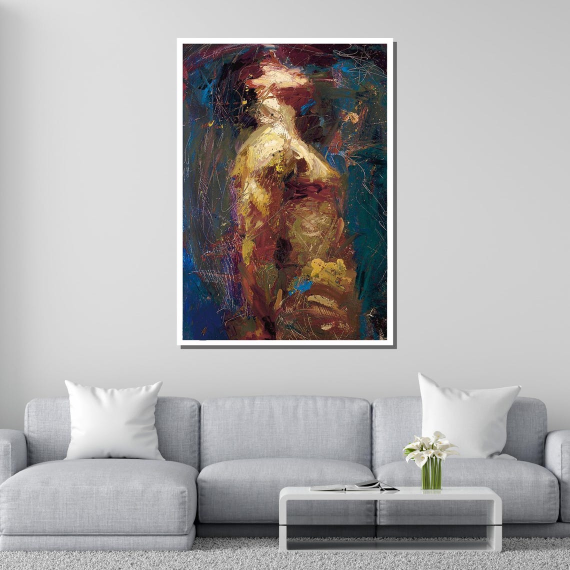 Abstract Nude Expressionism Vibrant Figurative Art Emotional Mixed Media Wall Art Design Ready To Hang - Image 2
