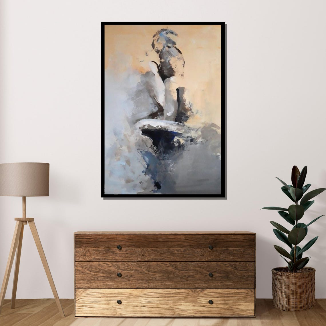 Abstract Nude Minimalist Female Form Art Modern Wall Decor Subtle Tones Ready To Hang - Image 4
